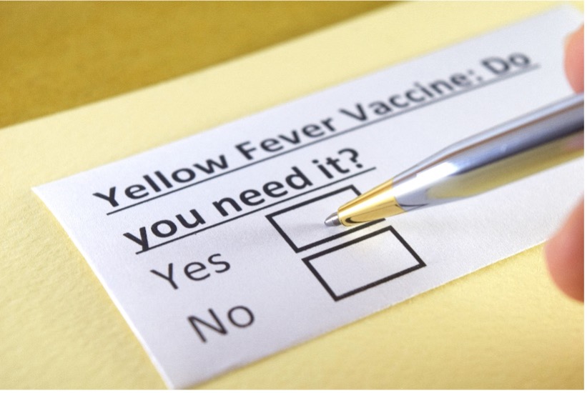 Photo of a Yellow Fever Vaccine form.